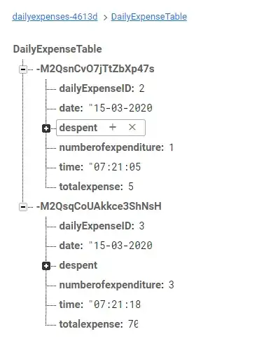 screenshot of data