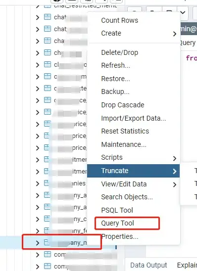 pgAdmin query tool