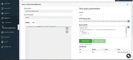 screenshot of query