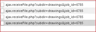 Console snap of files being processed via AJAX calls