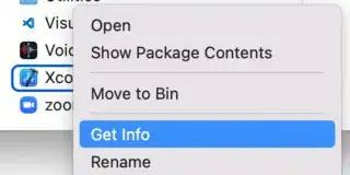 Get Info menu