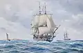 Painting depicting HSwMS Stockholm by Jacob Hägg