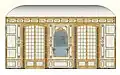 Essai de restitution de la coupe de la paroi Ouest du grand salon des marronniers, circa 1705