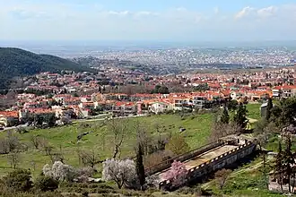 View of Pefka with the Thessaloniki urban area in the background