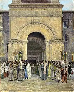 The Departure of the Procession from St. Etchmiadzin Cathedral