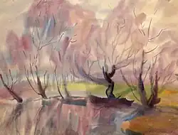 "Trees, lack", (47.5×36, 1960)