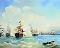 The Battle of Reval by Alexey Bogolyubov after Ivan Aivazovsky's painting