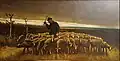 Shepherd with a Flock of Sheep (b/w copy of painting), 1884, Soumaya Museum, Tizapán, Mexico (F42)