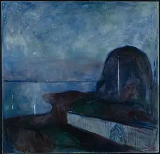 Starry Night, 1893, .mw-parser-output .frac{white-space:nowrap}.mw-parser-output .frac .num,.mw-parser-output .frac .den{font-size:80%;line-height:0;vertical-align:super}.mw-parser-output .frac .den{vertical-align:sub}.mw-parser-output .sr-only{border:0;clip:rect(0,0,0,0);clip-path:polygon(0px 0px,0px 0px,0px 0px);height:1px;margin:-1px;overflow:hidden;padding:0;position:absolute;width:1px}135.6&nbsp;cm ×&nbsp;140&nbsp;cm (53+1⁄2&nbsp;in ×&nbsp;55&nbsp;in), J. Paul Getty Museum