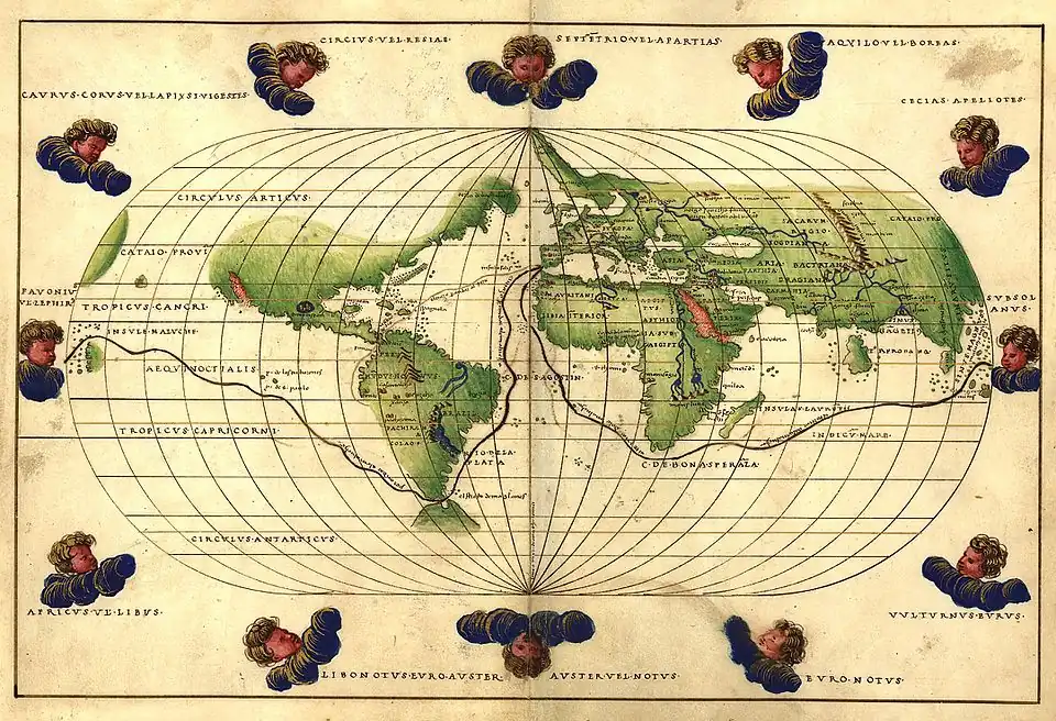Worldmap from the Portolan Atlas by Battista Agnese, 1544