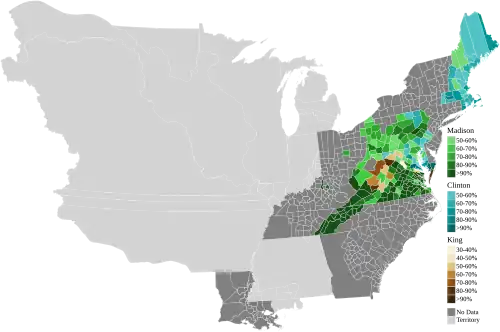 Map of presidential election results by county, shaded according to the vote share of the highest result for an elector of any given candidate