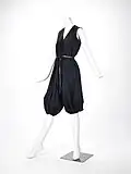1969 black jersey jumpsuit, bloomer legs.