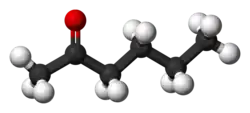 Ball-and-stick model of hexan-2-one