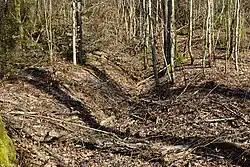 Trench providing access to the main adit.
