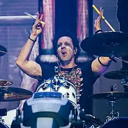 Sobel performing with Alice Cooper in 2024