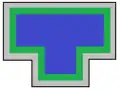 A multi-toned T-shaped organisational symbol