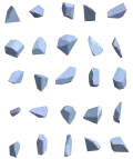 3D Voronoi mesh of 25 random points convex polyhedra pieces