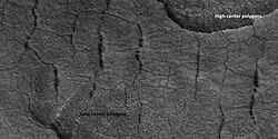 High and low-centered polygons in a region of scalloped terrain, as seen by HiRISE under HiWish program