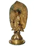 Standing Buddha, probably Baekje period, first half of the 6th century. Gilt bronze. Asian Art Museum of Tokyo. This statue may possibly be older than the Yŏn'ga Buddha.