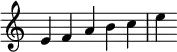{
\override Score.TimeSignature #'stencil = ##f
\relative c' {
\time 5/4
e f a b c | e
} }