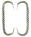 Twisted silver wire dress fastener, ca. 1350–1500, London