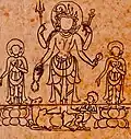 Two leaves in Samkrantiyajnavidhi illustrating proportions for Harihara – half Shiva, half Vishnu