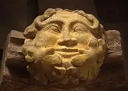 Stone carving at Dore Abbey, Herefordshire, England