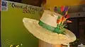 Woman's buntal hat in a Buntal Festival display in SM City Baliwag