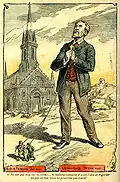 Catholic France driven by Jews and Freemasons. Drawing by Achille Lemot in Le Pèlerin, 1902.