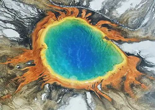 photograph of multi-colored spring water