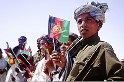Afghans with national flags