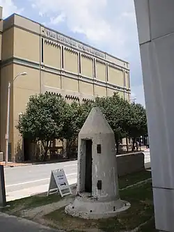 Air raid shelter in front of museum