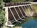 Disused Alamo Canal headgates at Hanlon Heading. The first headgates, known as the Chaffey Gate, were located approximately 100 metres (330&nbsp;ft) south of this point.[3]