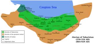 Map of the Alavid emirate with Amol as their capital