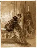 Alfred Elmore: Paolo and Francisca, brush drawing (British Museum)