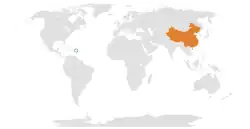 Map indicating locations of Antigua and Barbuda and China