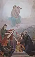 L'apparizione della Vergine a San Giovanni Evangelista e a San Giuseppe Calasanzio (1903), oil on canvas, preserved at Chiesa di Santa Scolastica&nbsp;[it] in Rieti