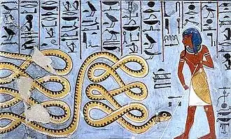 Atum facing Apophis , tomb of Ramesses I, 19th Dynasty (c. 1292–1290 BC)