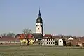 View of Apfelstädt from south, with St&nbsp;Walpurga's Church