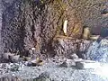 Recreating an aboriginal cave.
