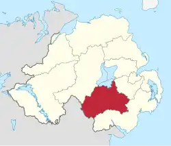 Armagh, Banbridge and Craigavon shown within Northern&nbsp;Ireland