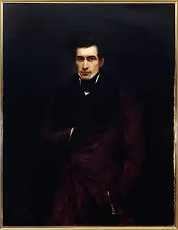 Three-quarter length painted portrait of a man
