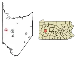Location of Worthington in Armstrong County, Pennsylvania.