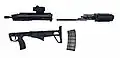 The BR18 rifle, field-stripped