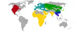 alt=Mustelid badger ranges &nbsp;&nbsp;Honey badger (Mellivora capensis) &nbsp;&nbsp;American badger (Taxidea taxus) &nbsp;&nbsp;European badger (Meles meles) &nbsp;&nbsp;Asian badger (Meles leucurus) &nbsp;&nbsp;Japanese badger (Meles anakuma) &nbsp;&nbsp;Chinese ferret-badger (Melogale moschata) &nbsp;&nbsp;Burmese ferret-badger (Melogale personata) &nbsp;&nbsp;Javan ferret-badger (Melogale orientalis) &nbsp;&nbsp;Bornean ferret-badger (Melogale everetti)