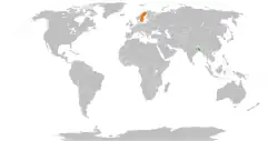 Map indicating locations of Bangladesh and Sweden
