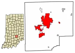 Location of Columbus in Bartholomew County, Indiana