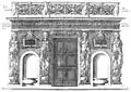 The Caryatids' Tribune in the Lower Great Hall, illustrated in Les Plus Excellents Bâtiments de France (1576) by Jacques I Androuet du Cerceau