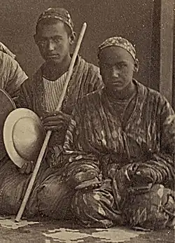 Batcha, or Dancing Boys, one with a tas cymbal, one with two pairs of qairaq.