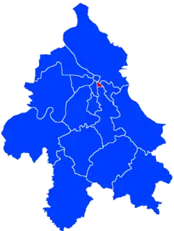 Location of Vračar within the city of Belgrade